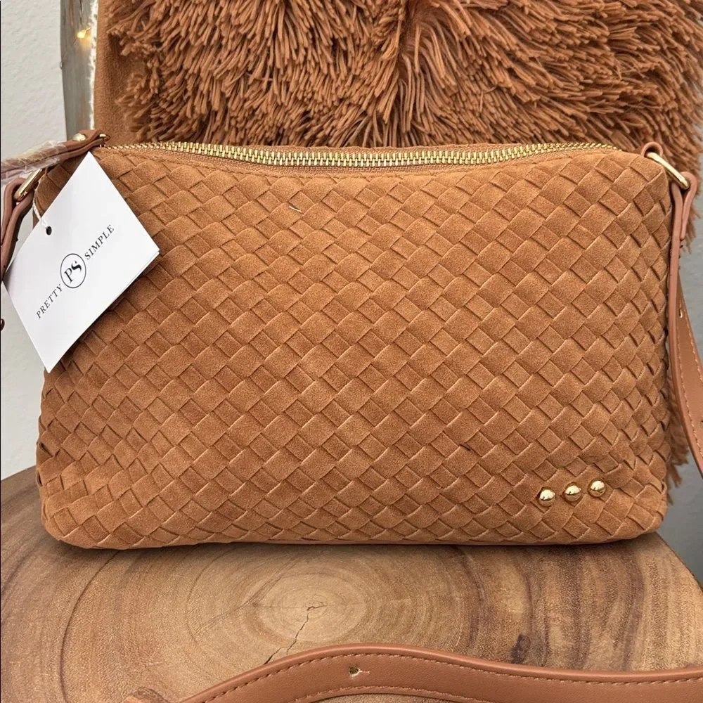 Pretty Simple Suede Harper Hobo Shoulder Bag/Camel